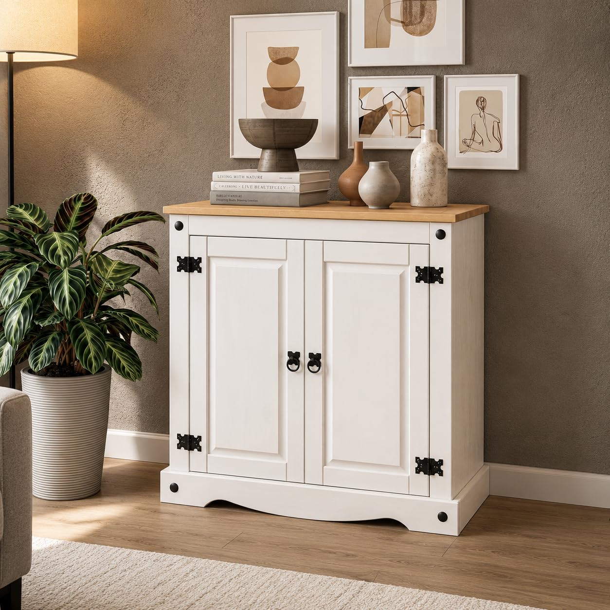 Mews Corona White Solid Pine 2 Door Sideboard