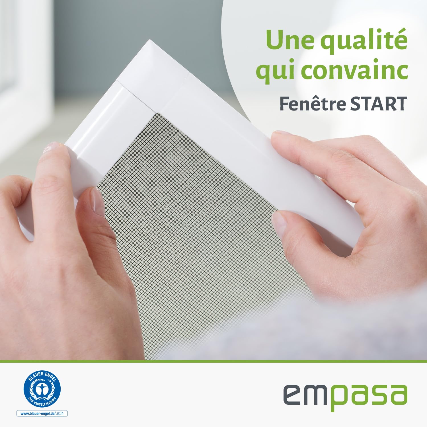 empasa moustiquaire de fenêtre START moustiquaire avec cadre aluminium en blanc, marron ou anthracite à monter soi-même, Couleur:blanc, Taille:130 x 150