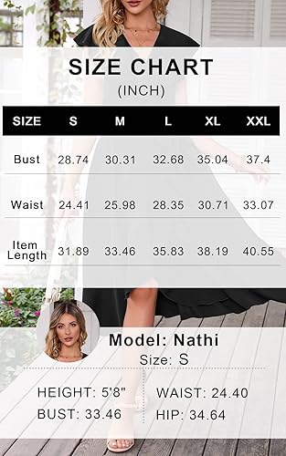 Miniatura 6 de PRETTYGARDEN Vestido largo de verano para mujer casual bohemio cuello en V profundo manga corta dobladillo con volantes dividido para playa