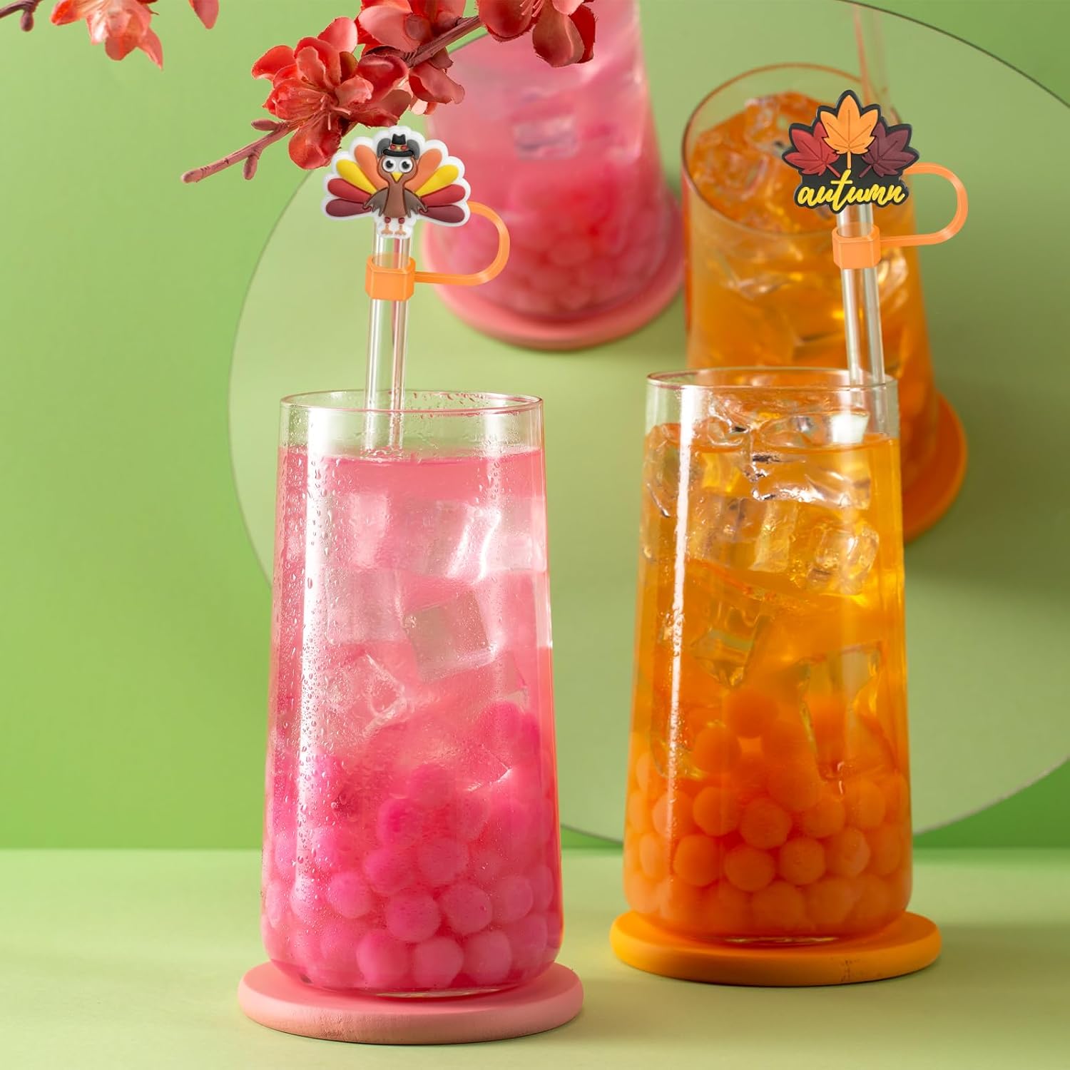6Pcs Thanksgiving Straw Toppers for Stanley Cup, Fall Straw Caps for 10mm Drinking Straw Tip Covers - Image 5