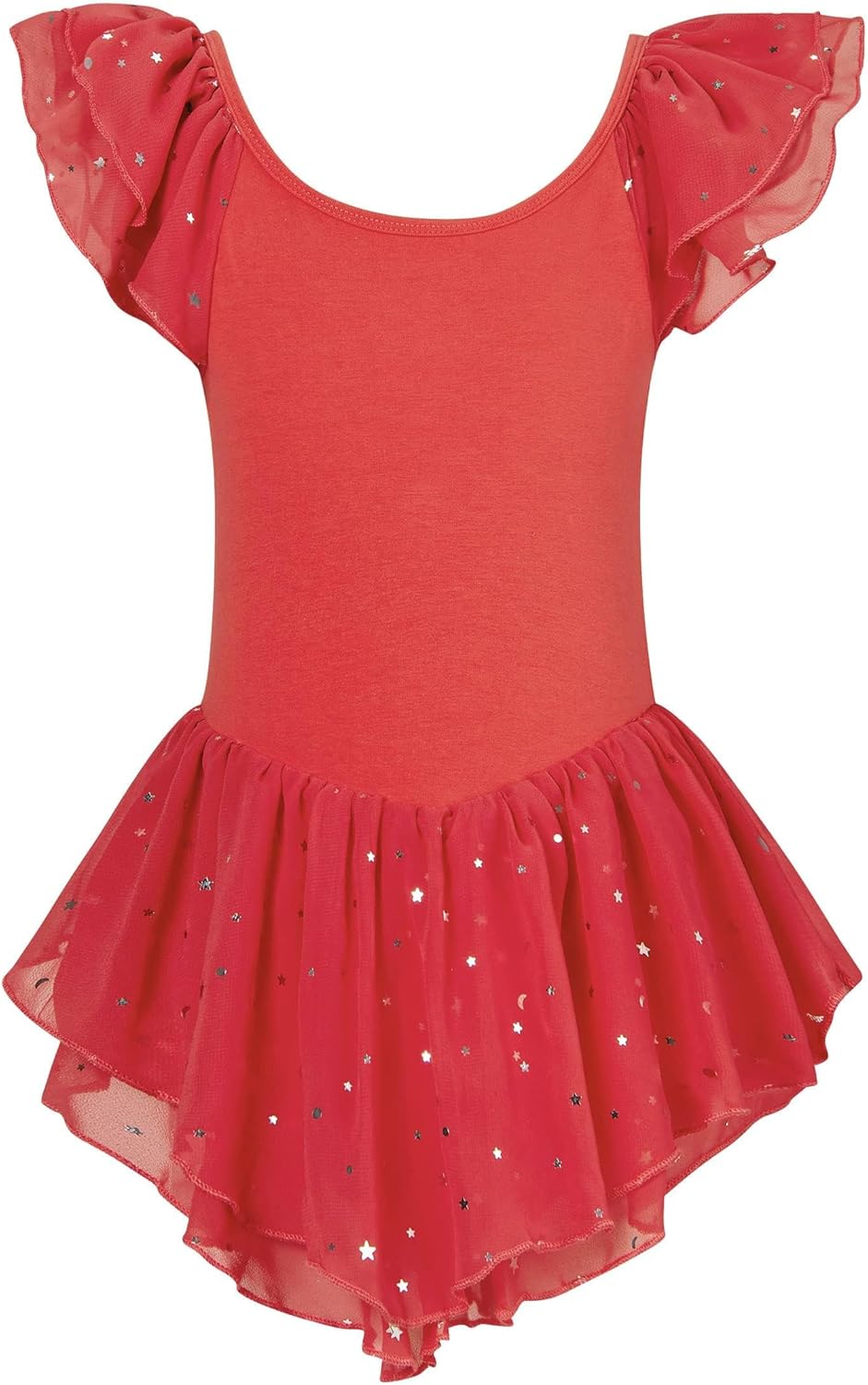 Idgreatim 2-9T Toddler Girls Ballet Leotard Kids Ballerina Oufit Ruffle Sleeve Dance Dress Red 3-4T