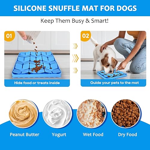 Miniatura 2 de Tapete de silicona para olfatear para perros, paquete de 2, tapete de silicona para lamer lento para perros con ventosas, juguetes de alimentación
