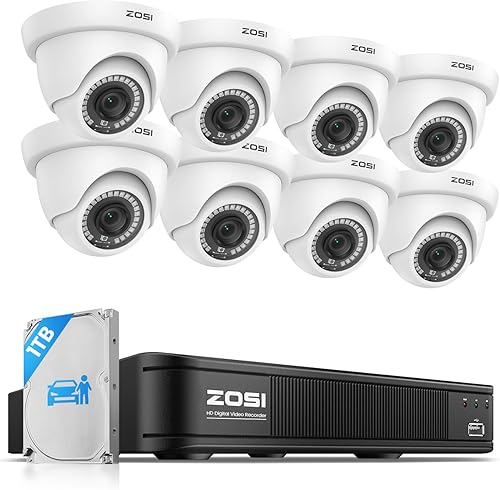 ZOSI Sistema de Cámara de Seguridad para el Hogar H.265+ de 5MP 3K Lite de 8 Canales con Detección AI de Humanos y Vehículos, DVR de Vigilancia 8CH,