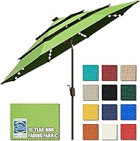EliteShade 9ft Solar Patio Umbrella with 80 LED Lights, 3-Tier Ventilated Canopy, 10-Year Fade-Proof Fabric - Macaw Green