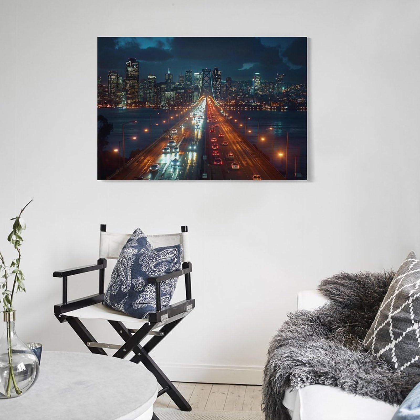 Amazon.co.jp: 絵画 ゴールデンゲートブリッジから眺める街の夜景