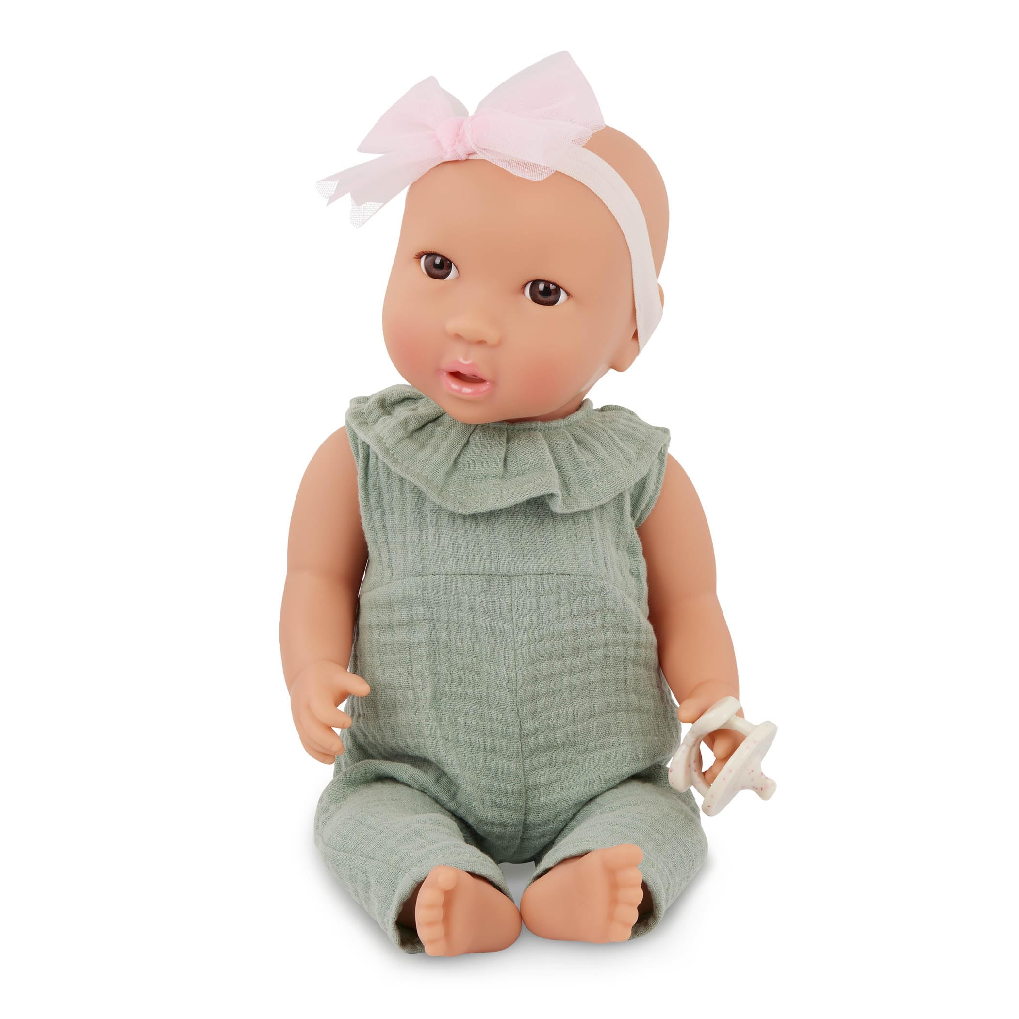 LullaBaby Baby Doll, 14-Inch Realistic Soft Body, Green Jumper Doll โ image 1
