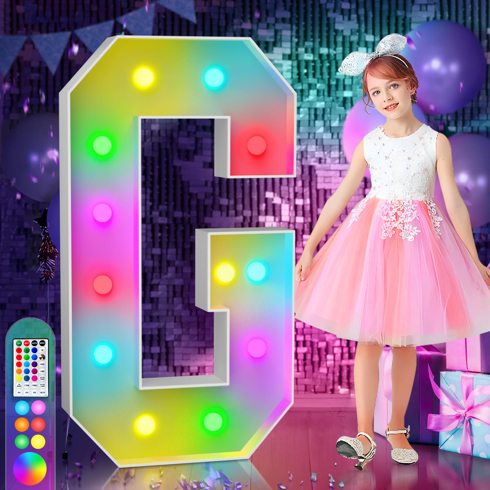 imprsv 4FT Colorful Marquee Light Up Letters G, 18 Colors Light Up Letters Alphabet Sign with Remote, Wedding Love Letters, Large Letters for Birthday Engagement Anniversary Wedding Party Decor