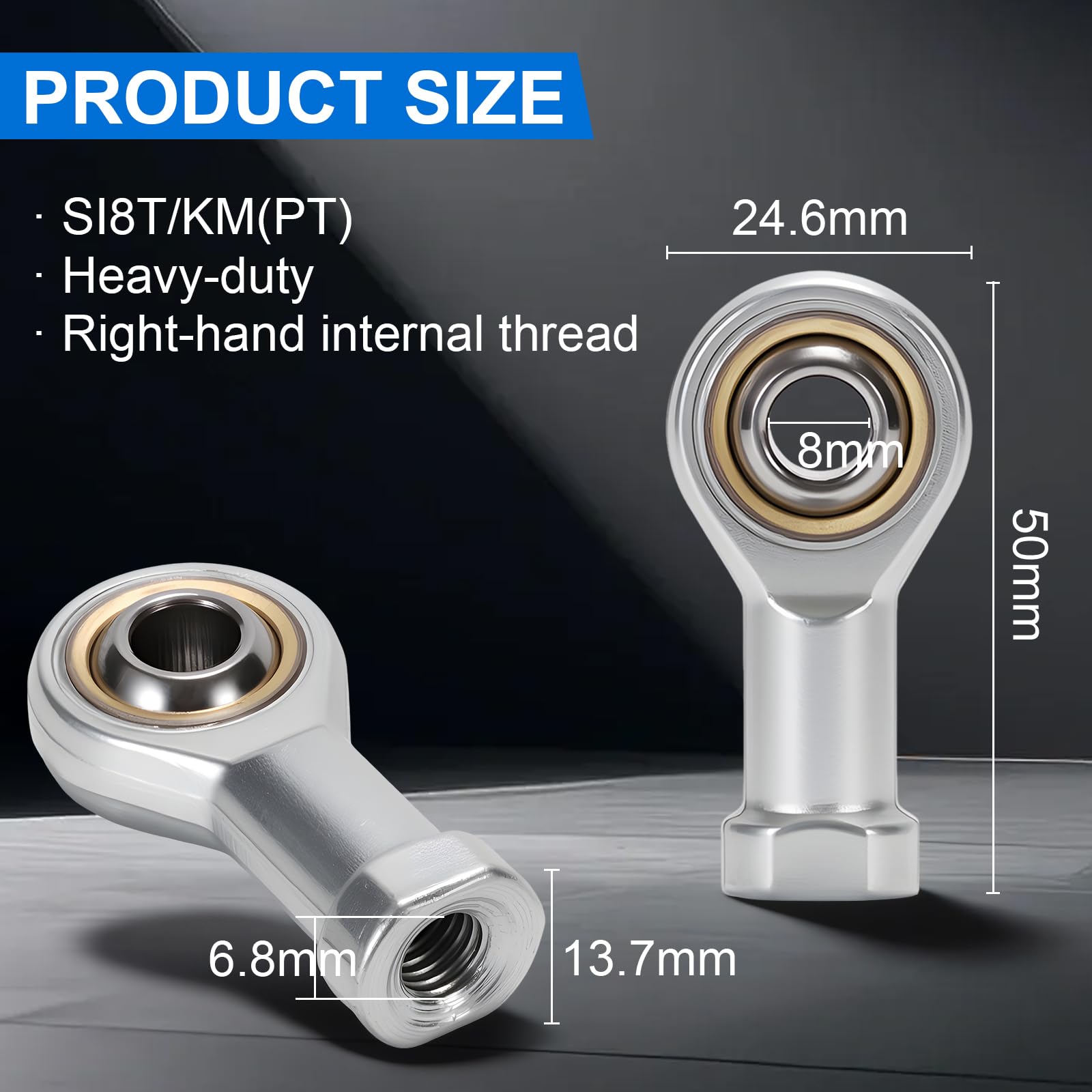 4Pcs Gelenkkopf Gelenkkopflager, M8 Gelenklage Innengewinde, Uniball Kugelgelenk, Rechtsgewinde Gelenklager für Sphärische Gleitstangenenden