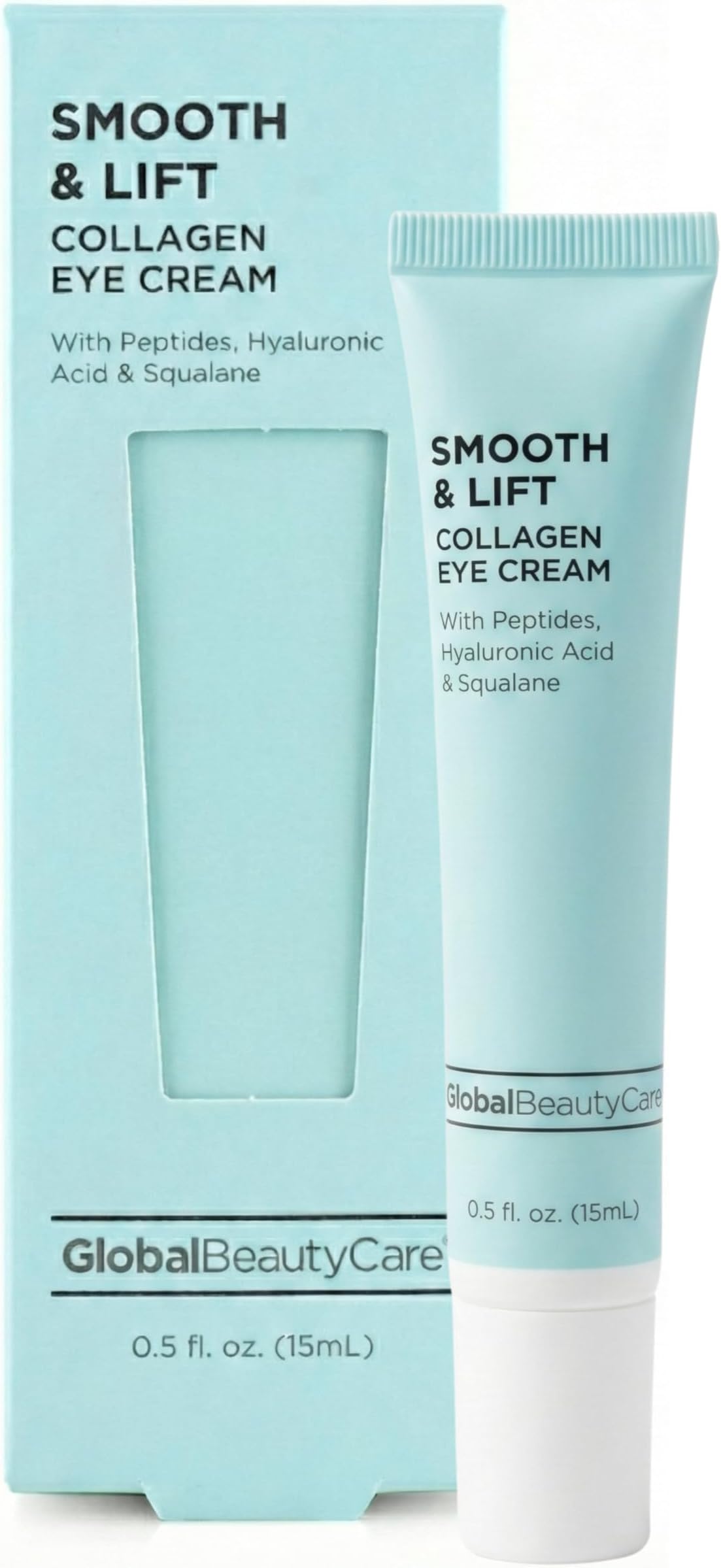 Global Beauty Care Smooth & Lift Collagen Eye Cream - Refining Under Eye Treatment to Support Skin Elasticity with Peptides, Hyaluronic Acid, Squalane & Vitamin E Formula, 0.5 fl oz (1 Pack)