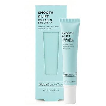 Global Beauty Care Smooth & Lift Collagen Eye Cream - Refining Under Eye Treatment to Support Skin Elasticity with Peptides, Hyaluronic Acid, Squalane & Vitamin E Formula, 0.5 fl oz 1 Pack