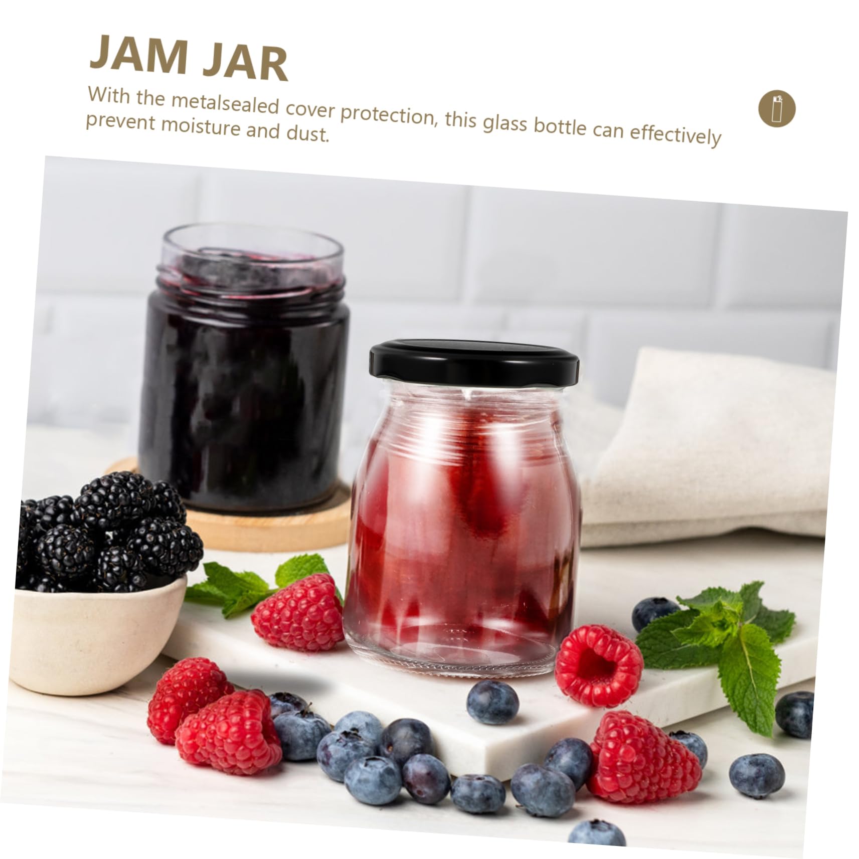 Cabilock 10 Marmeladengläser aus Glas und Metall 200ml 10 Stück Dicht Verschließbar für Honig Müsli Dessert und Tischdekoration