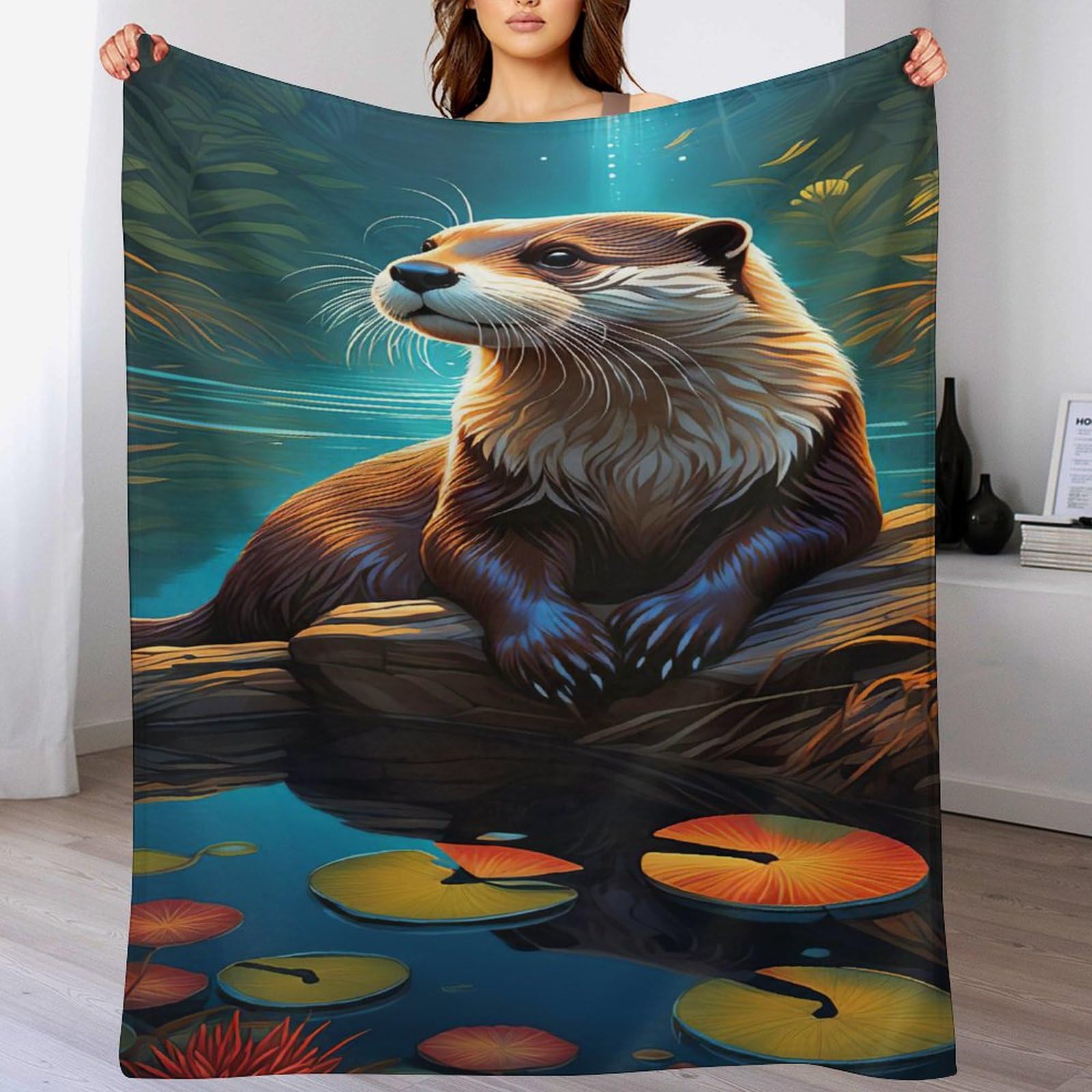 Couverture loutre lit doux plaid chaud canapé 180x200cm facile d'entretien