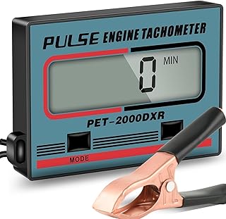 Small Engine Tachometer Digital Chainsaw RPM Gauge Tiny Tach Hour Meter with Clip Mini Inductive Pulse Tachometer RPM Gauge Tester for Motorcycle Marine Outboard Boat Diesel Lawn Mower Tacho Meter