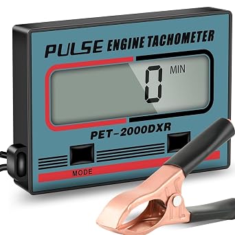 Small Engine Tachometer Digital Chainsaw RPM Gauge Tiny Tach Hour Meter with Clip Mini Inductive Pulse Tachometer RPM Gauge Tester for Motorcycle Marine Outboard Boat Diesel Lawn Mower Tacho Meter
