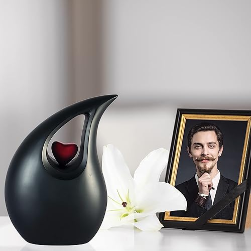 Miniatura 138 de Urna de corazón de lágrima dorada blanca para cenizas humanas Urnas de cremación para cenizas adultas Urna de ceniza funeraria para hombres