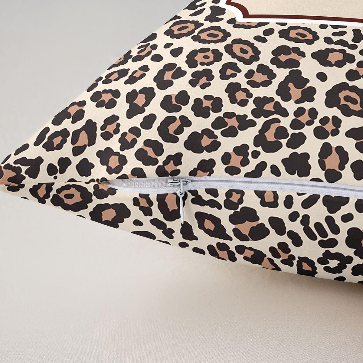 Homewish Set di 4 federe per cuscino con stampa leopardata, 50 x 50 cm
