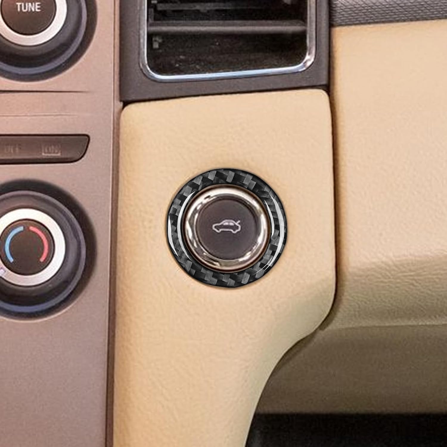 Real Carbon Fiber Fit for Ford Taurus SEL/Limited/SE/SHO 2013-2019 2014 2015 2016 2017 2018 Accessories Car Rear Trunk Switch Control Button Ring Cover Interior Trim Sticker Decal Black 1PC
