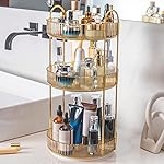 INVSSENE 360 Rotating Makeup Organizer, Yellow, Unisex, 3 Tier Countertop Storage, Fits Cosmetics, Perfume, Skincare, Lipsticks