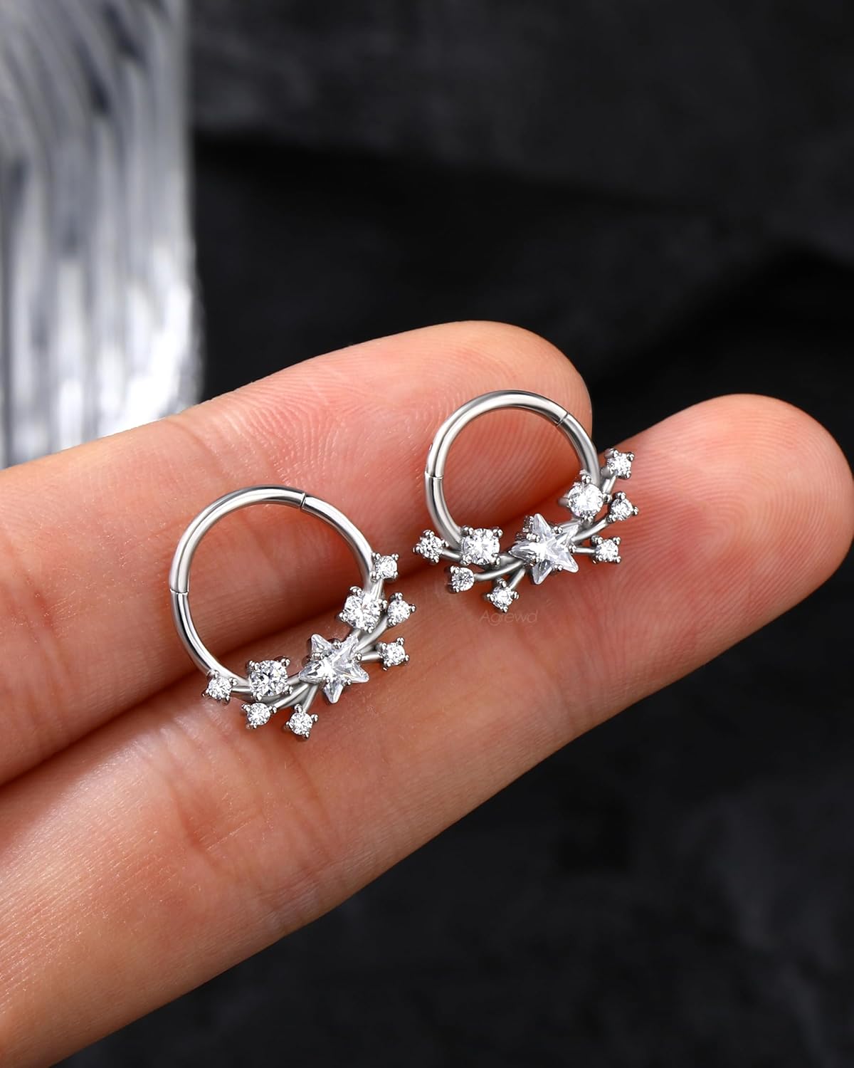 Shooting Star Septum Rings 16G Septum Jewelry Surgical Steel Helix Daith Earrings for Women Daith Helix Piercing Jewelry 8/10MM - Image 7