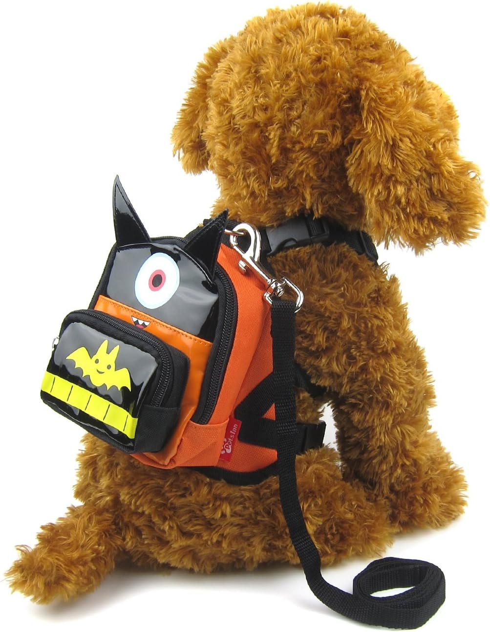 Alfie Pet - Oliga Backpack Harness with Leash Set - Color: Black & Orange, Size: Small