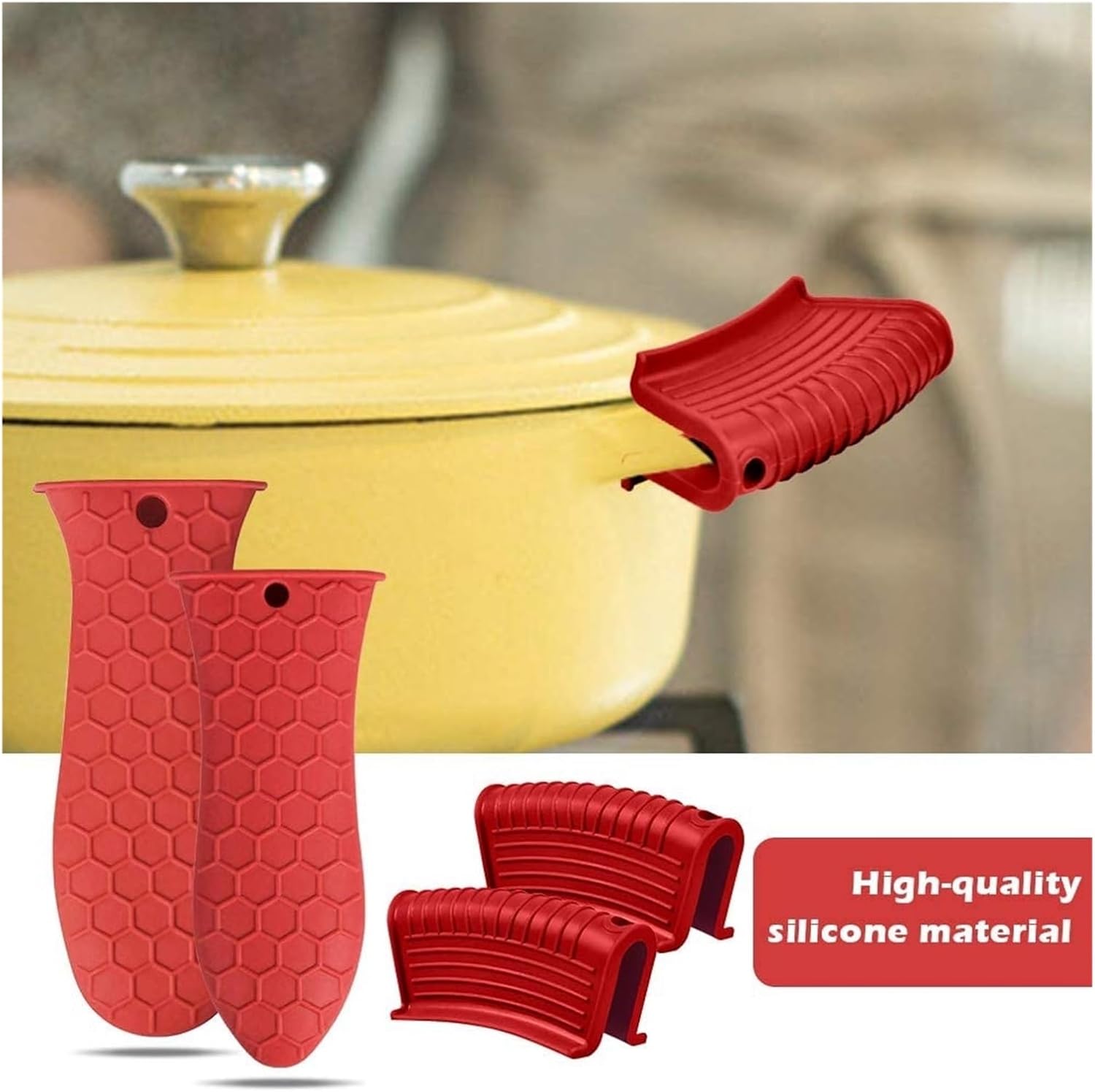 Silicone Cast Iron Handle Cover Handle Holder 4-Piece Auxiliary Pan Sleeve Non-Slip Frying Cover
