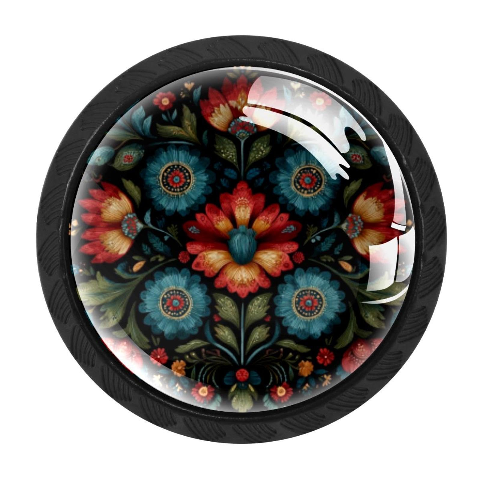 CHENZZZZ 4 Pack Norwegian Rosemaling Folk Style Flower - 2025-11-19T153833.032 Drawer Knob Cabinet Hardware