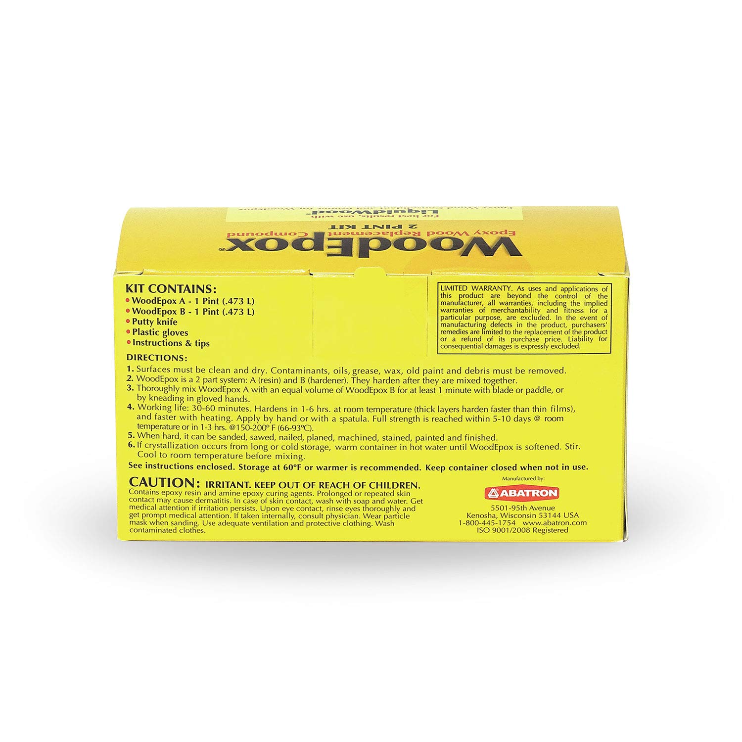 Abatron WoodEpox 2 Pint Kit - 2 Part Structural Epoxy Wood Replacement Compound - Shrink Free Filler That Repairs and Rebuilds Missing Wood (2 Pack)