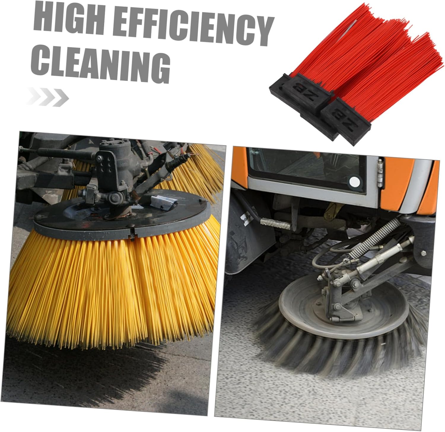 4Pcs Sweeper Broom Heads PP Steel Street Cleaning Brush Red