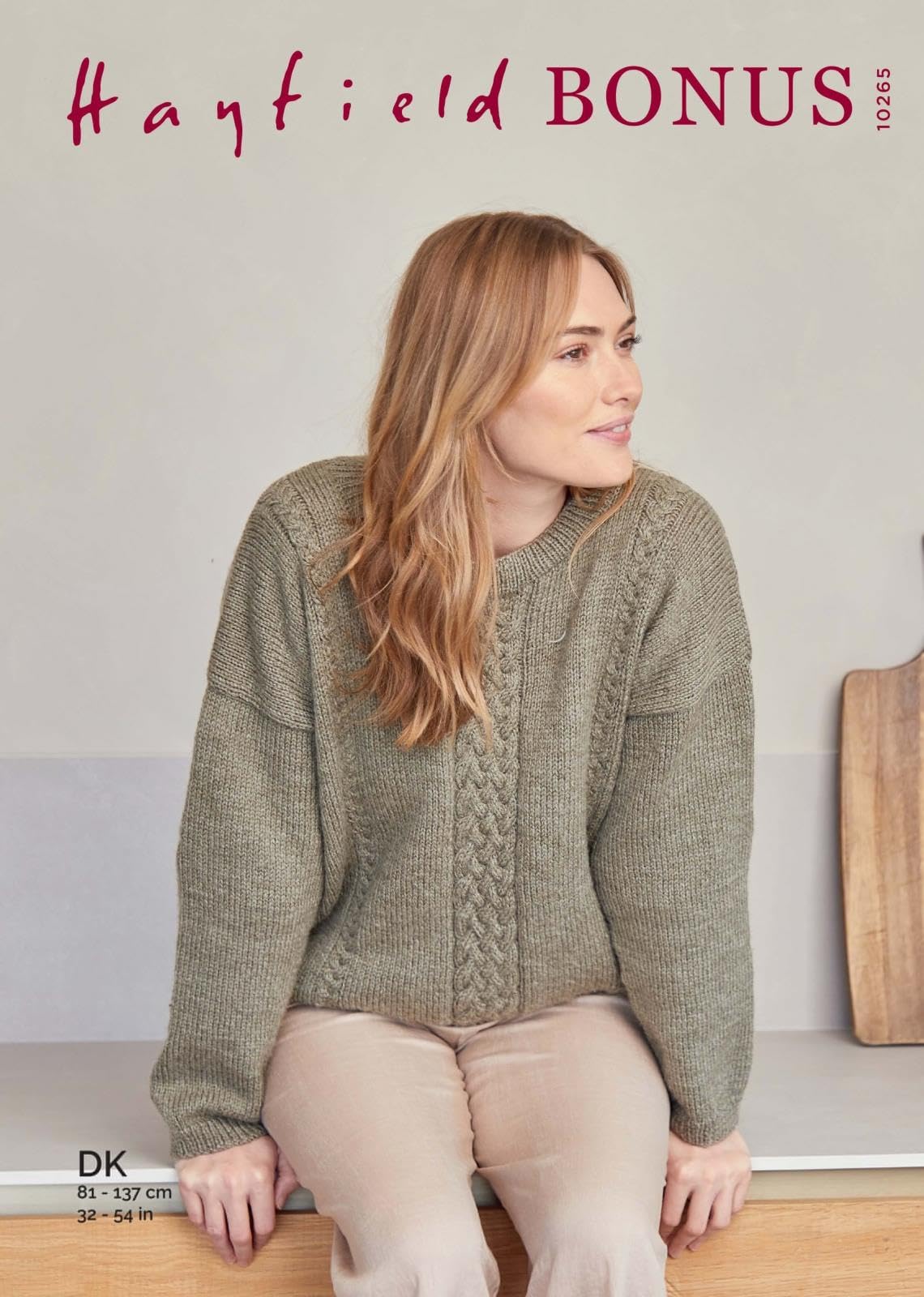 Hayfield Bonus DK: Slouchy Cable Sweater Knitting Pattern 10265