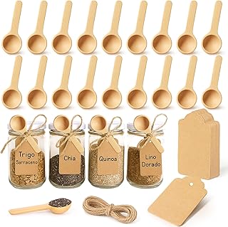 HANSGO 24PCS Mini Wooden Spoons, 3 Inches Small Bath Salt Spoon Wooden Little Teaspoons for Sugar Scrub Jars Spice Condiments Jam
