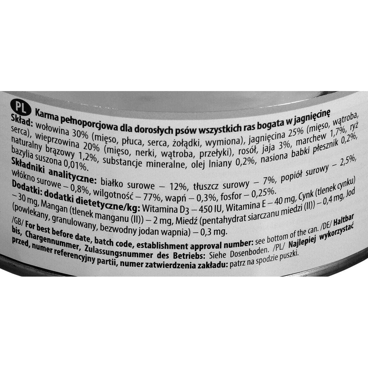 DOLINA NOTECI Mokra karma dla psa bogata w jagnięcinę puszka 800 g