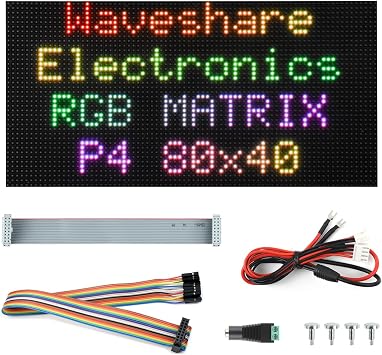 Waveshare RGB Full-Color LED Matrix Panel, 4mm Pitch, 8040 Pixels, Adjustable Brightness