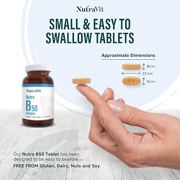 Nutra B50 Complex High Strength | Vegan 30 Tablets| Multivitamin Tablets - Folic Acid, Vitamin B, Vitamin C| Reduce Tiredness & Fatigue Whilst Supporting Your Immunce System - by NutraVit