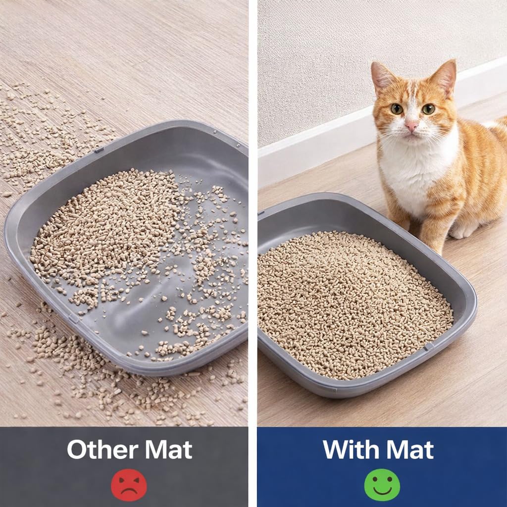 Tapis de litière pour chat en silicone antidérapant pour bac à litière automatique Gris 49.99x45.00x1.00 cm