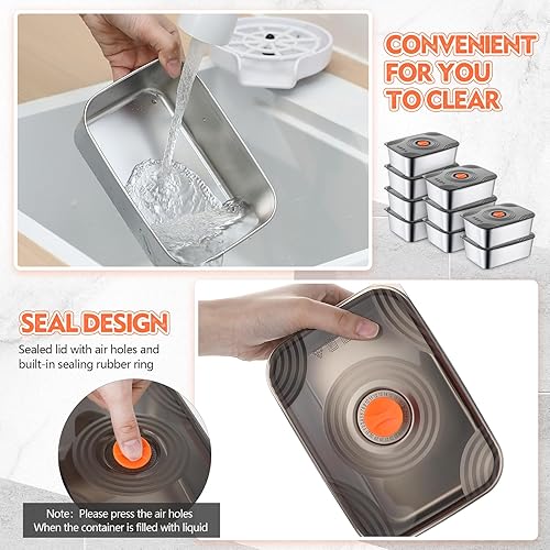 Miniatura 10 de Layhit 10 recipientes de acero inoxidable 304 de 20 onzas para alimentos de acero inoxidable para niños, recipientes de almacenamiento de alimentos