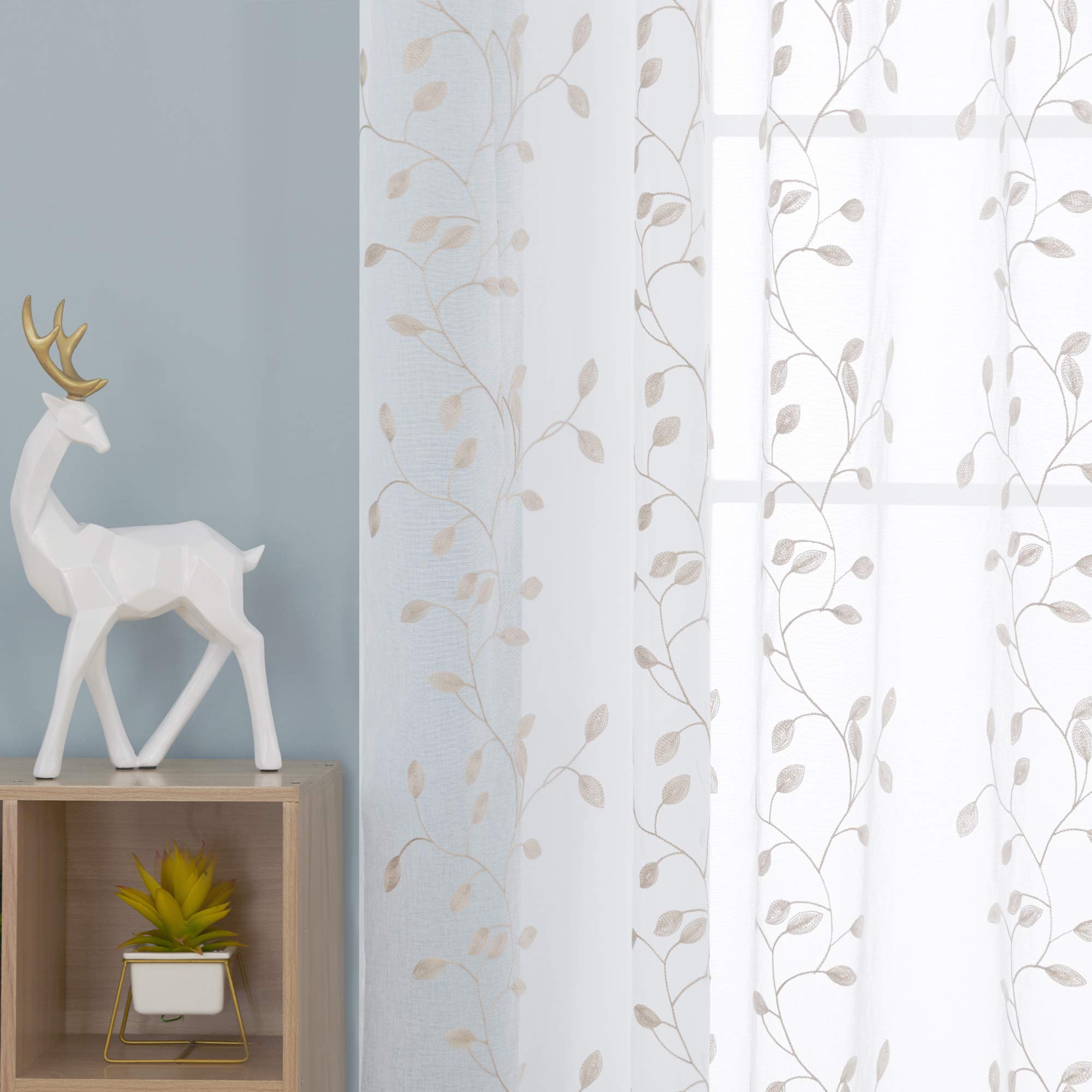 Tende Trasparenti Deconovo - 2 Pezzi 138x140cm Per Soggiorno E Camera - Foto 10