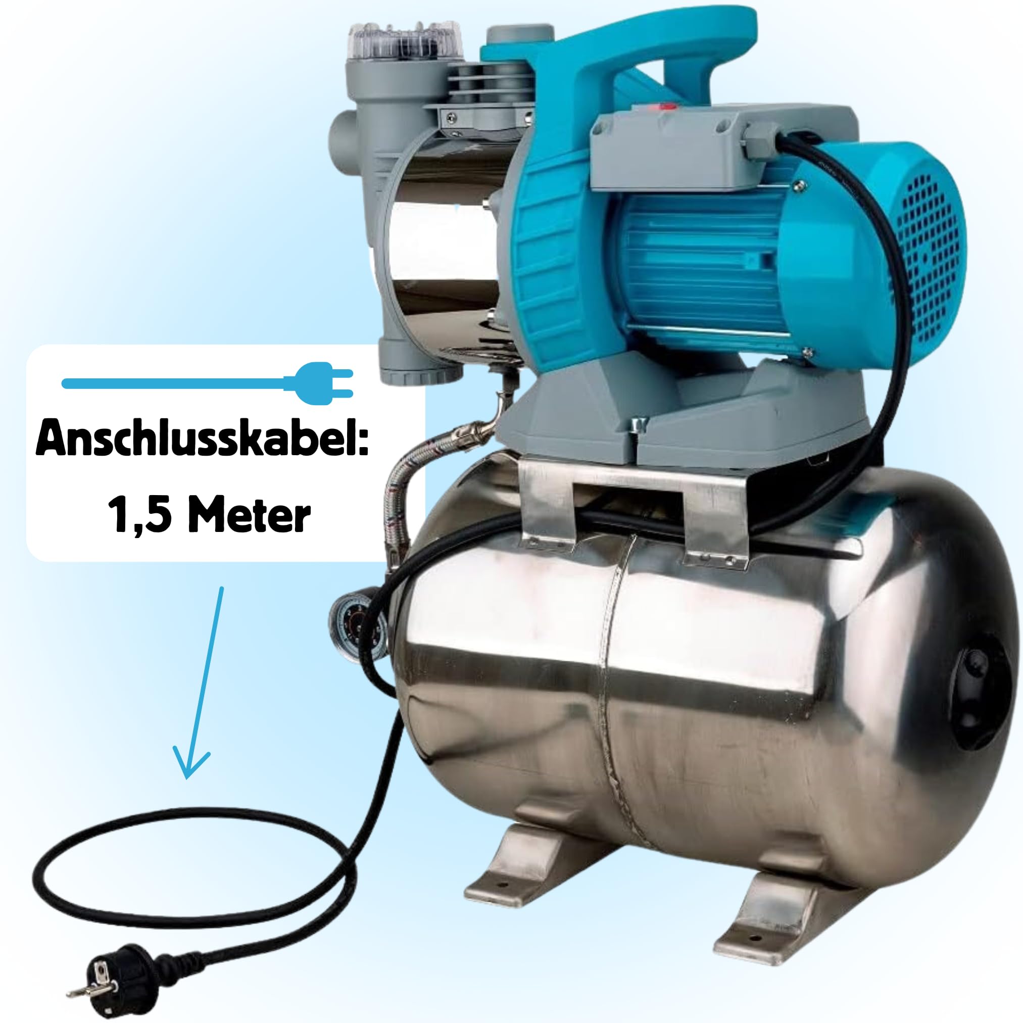 IMLEX Hauswasserwerk IM-HWW4500 Gartenpumpe Pumpe 85 dB 4500 l/h, 1300 Watt