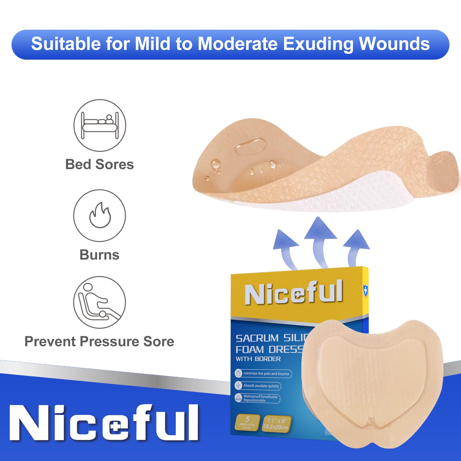 Niceful Sacral Silicone Dressings - Bed Sore Protection -5