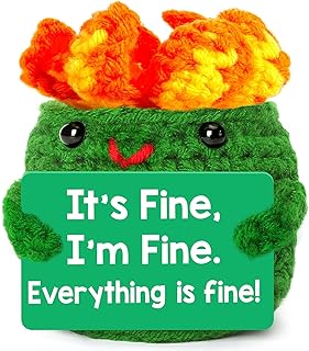Mini Funny Dumpster Emotional Fire Support Crochet, Gag White Elephant Gifts for Women Men, Small Christmas Stocking Stuffers Gifts Basket Cute Stuff Things, Dumpster Desk Accessories Office Decor