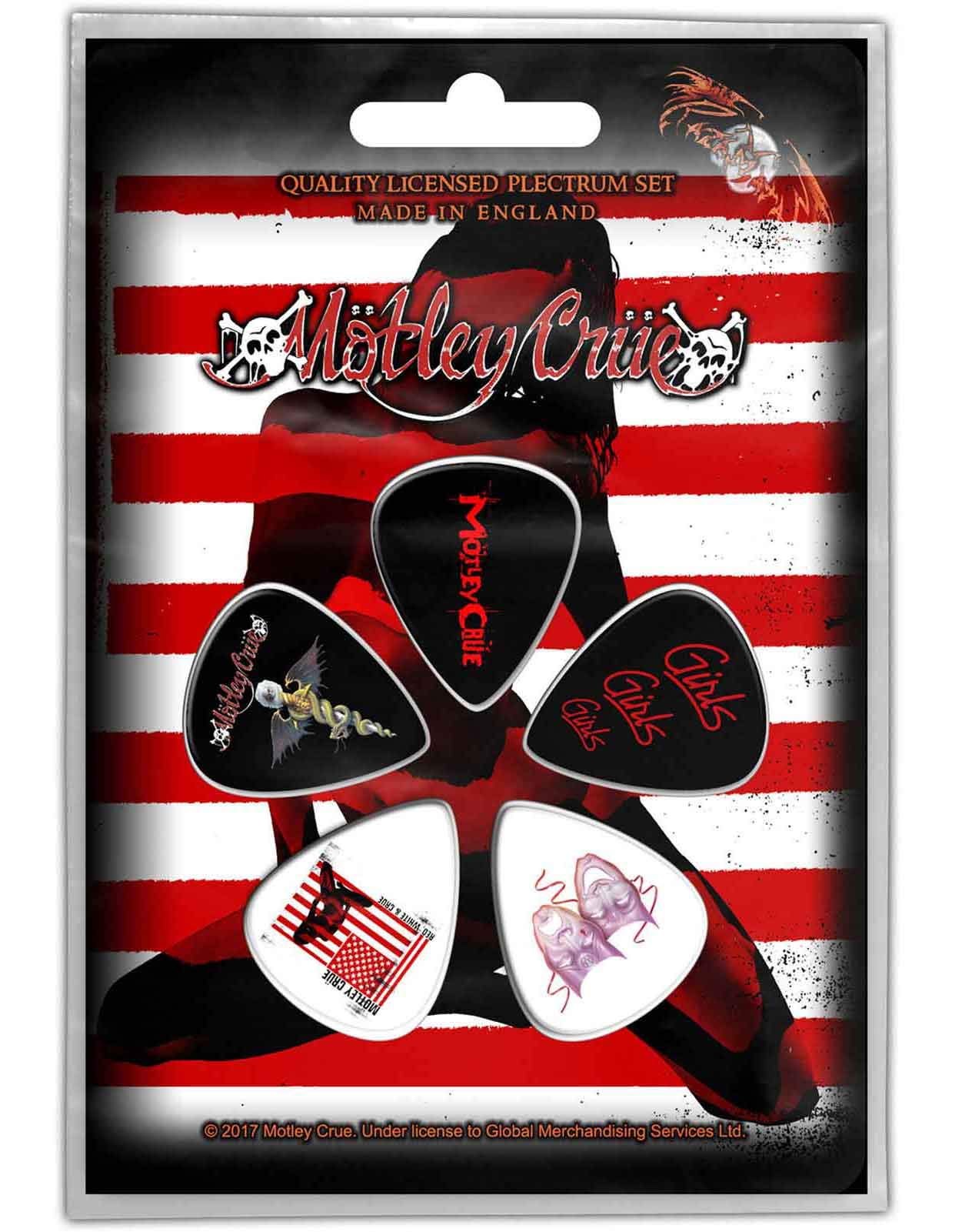 Motley Crue Guitar Pick Plectrum Pack X 5 Red White & Crue Logo Official