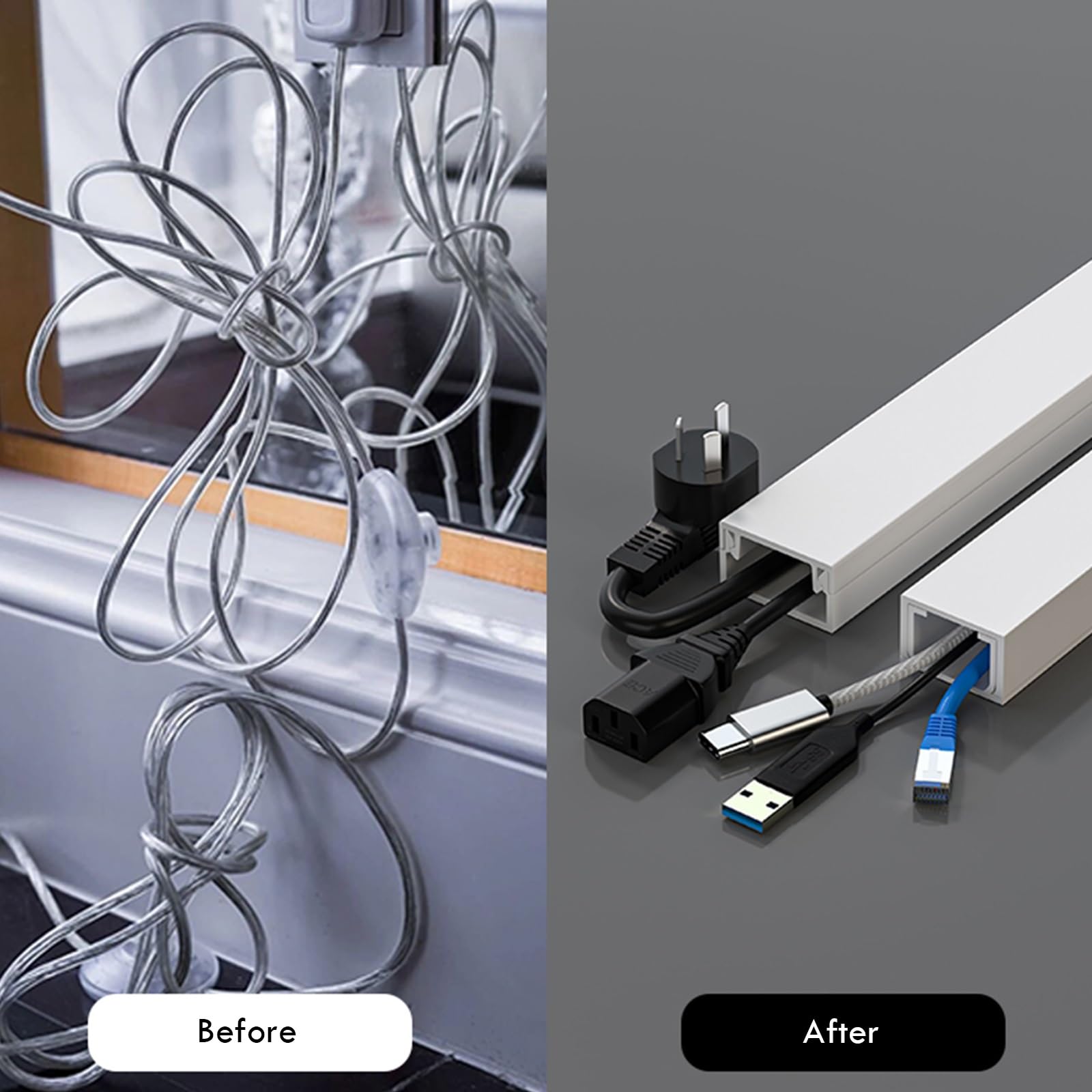 canalina passacavi muro Autoadesivo Coprifili Per Tv A Parete, Flessibile Guaina Per Cavi Elettrici Per Contenere 2-30 Cavi, Set Di Copertura Per Cavi Per Fotocamera/ Video/ Audio(Holds 15 cords)