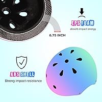 Vista 5 de Casco de bicicleta ajustable con gradiente de color y coderas y rodilleras - Casco para niños y niñas para patinaje, edades 3-14 Ideal
