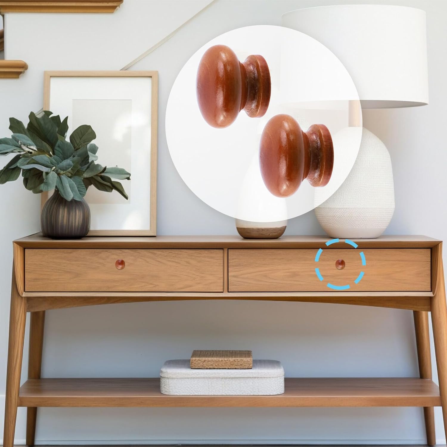 Bitray Round Mushroom Shape Wood Knobs Light Brown Wooden Cabinet Knobs Drawer Pulls -8pcs