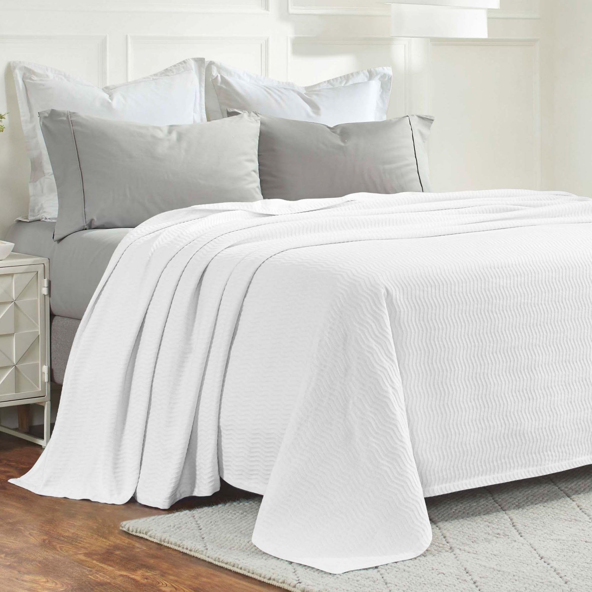 Superior JENA Coperta in cotone, per picnic, spiaggia, viaggi o campeggio, decorazione per camera da letto, essenziale, copertura per letto, divano, relax, jacquard testurizzato, coperta moderna in
