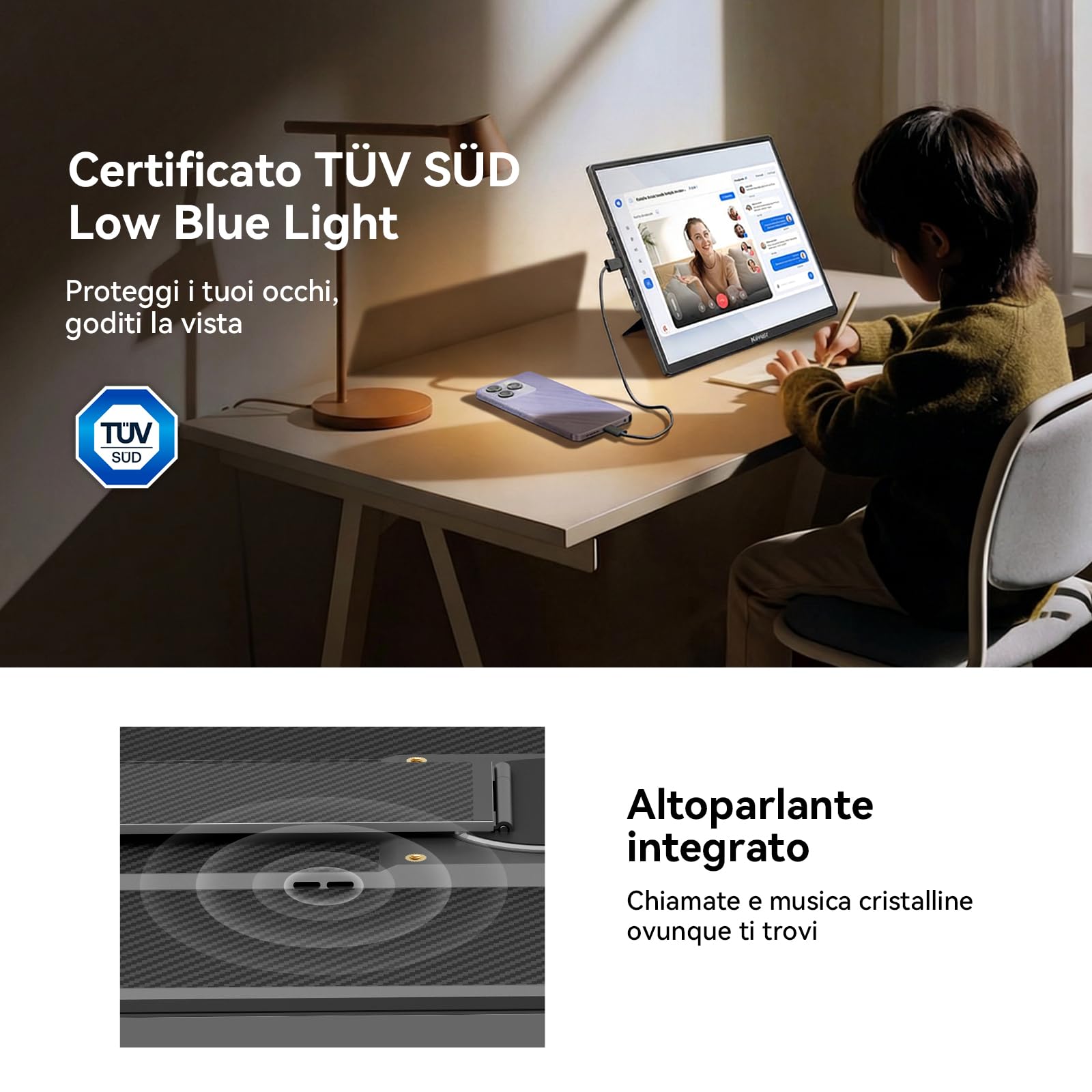 Blackview Table 9 Monitor Portatile Ultra-Sottile 16" FHD 1200P, Supporto Magnetico Rotante 360°, Schermo Esterno Laptop per Viaggio & Ufficio, TÜV Low Blue Light- Compatibile con Windows/Mac/PC/PS5