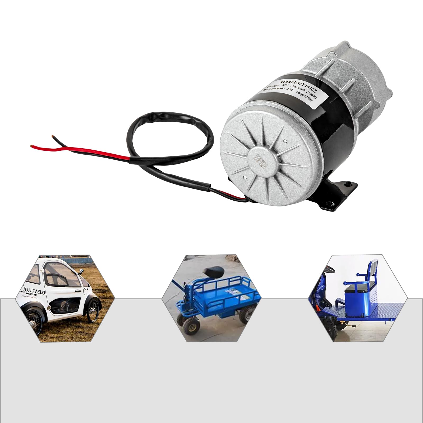Moteur électrique de réduction 12 V CC 250 W, réducteur de moteur brossé vélo électrique, moteur brossé