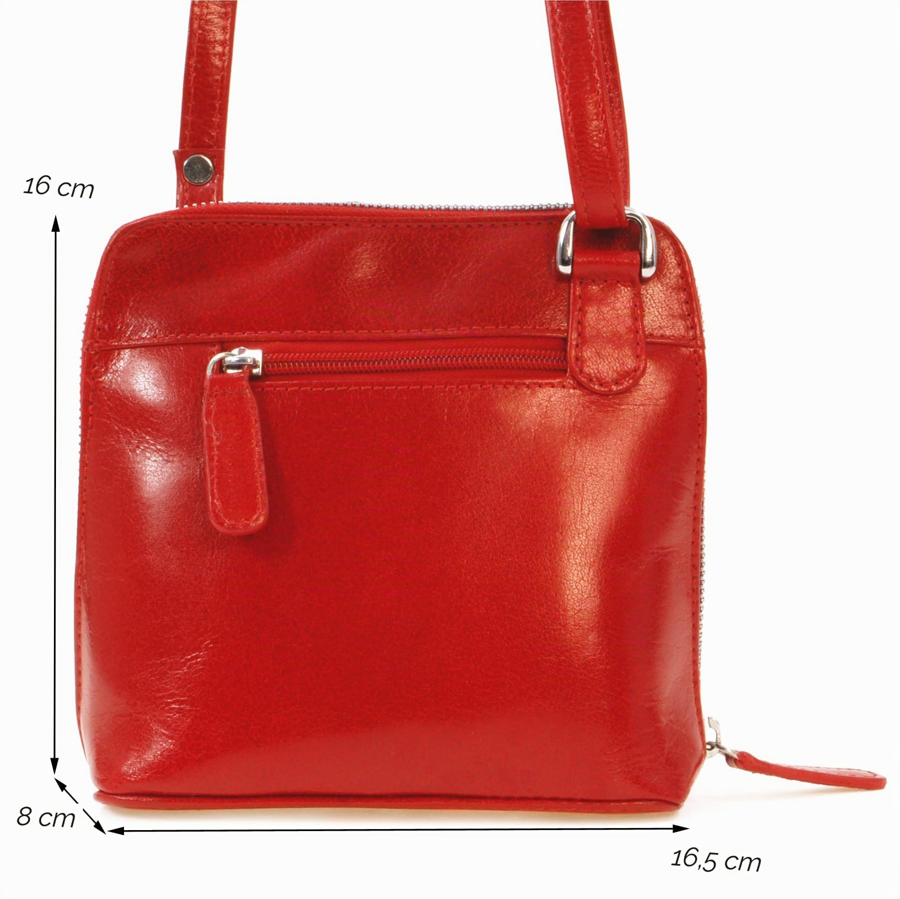 Catwalk Collection Handbags - Bolso Bandolera Pequeño de Piel Auténtica - Bolsito Mujer - Bolso de Mano con Correa Ajustable - Lena