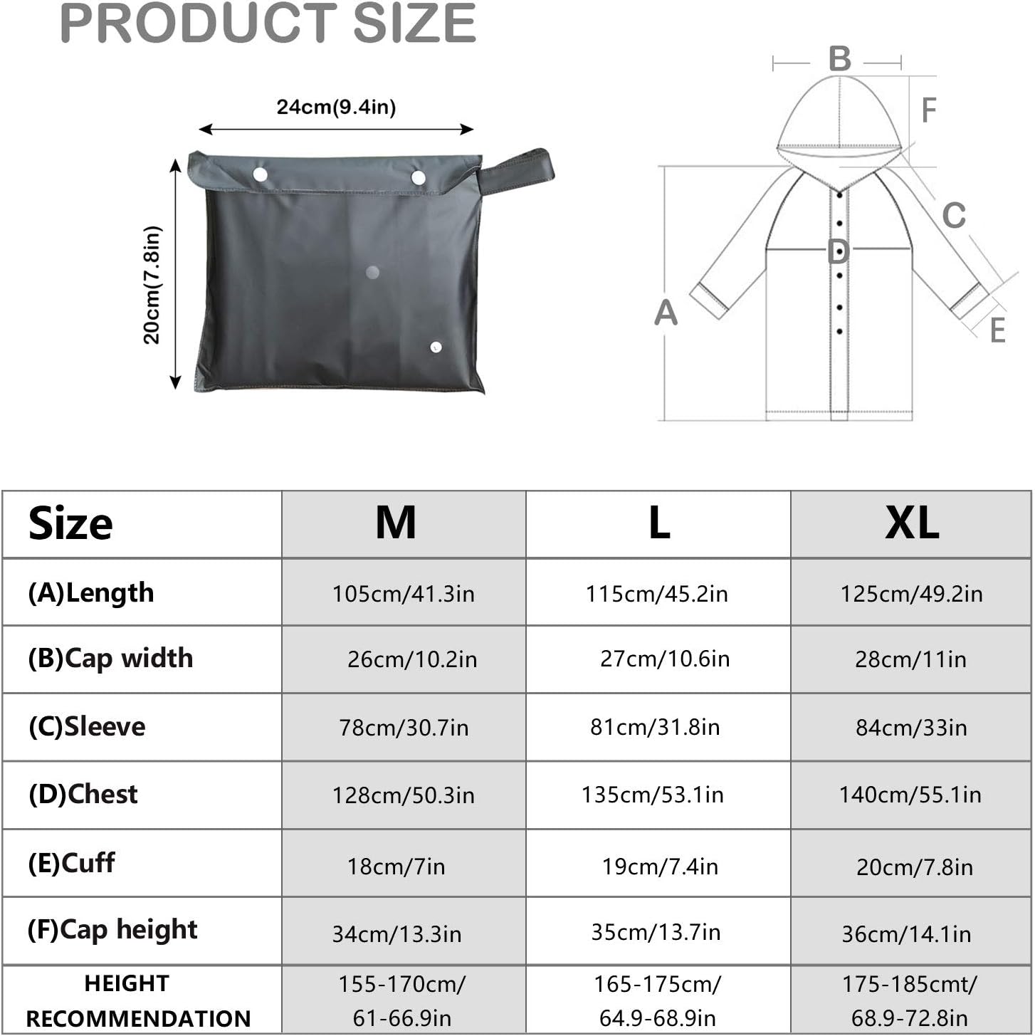 UNIQUEBELLA EVA Raincoat Waterproof Rain Poncho Reusable Unisex for Women Long Rain Cape - Image 7