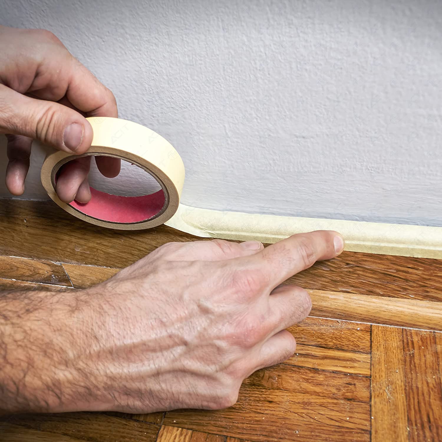 ACIT Kit 3 nastri mascheratura 19mm + 30mm + 50 mm, nastro adesivo in carta, nastro per mascheratura pittura e carrozzeria (Bianco (fino a 60C°))