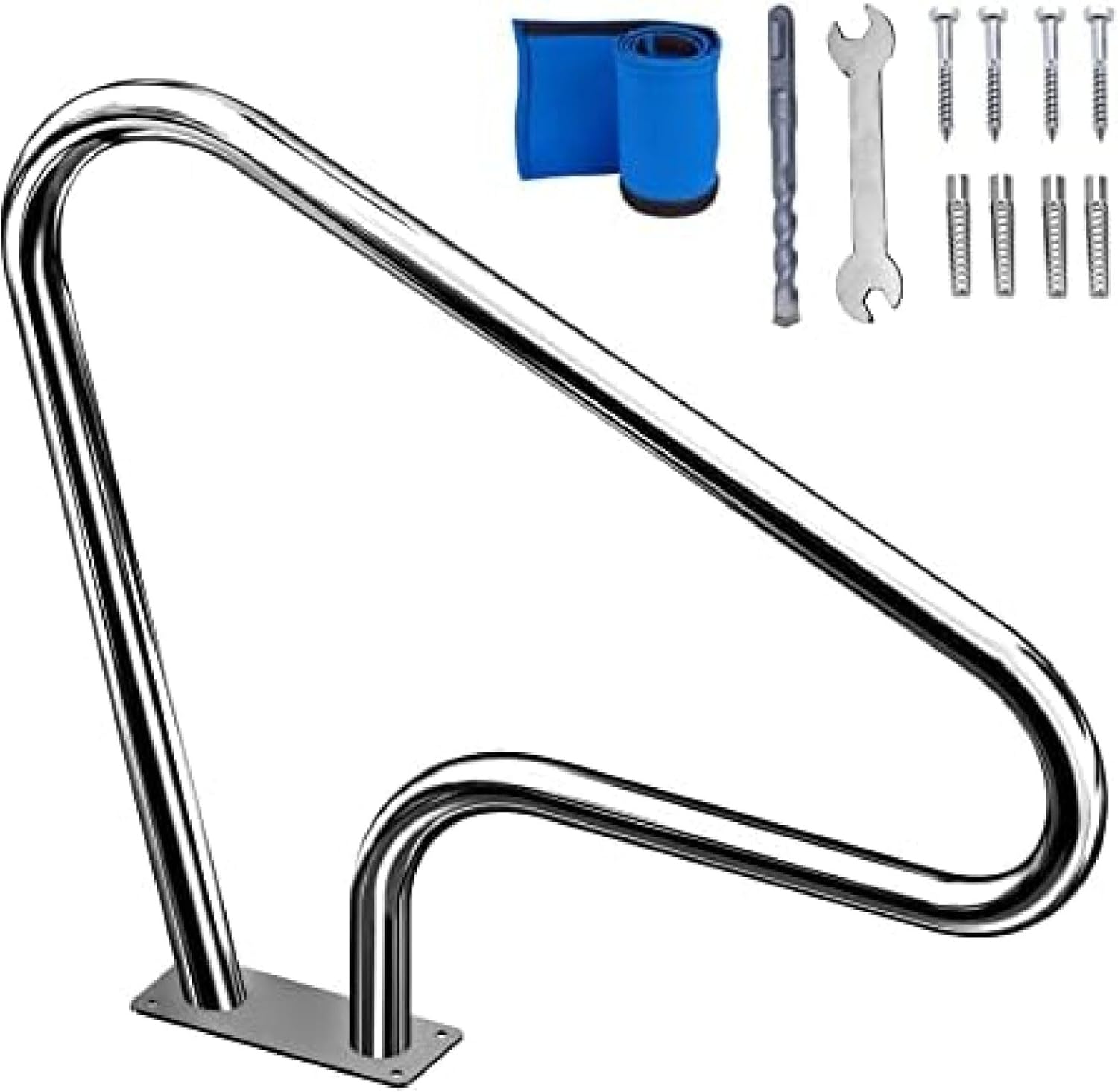 Pool Handrail, Stainless Steel Swimming Pool Hand Rail Stair Rail Ladder Step Hand Grab Rail Pool Railings for Inground Pools,39''x32''